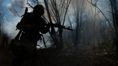 Donetsk Region, Ukraine: Soldiers with the 22nd brigae train for infantry missions
