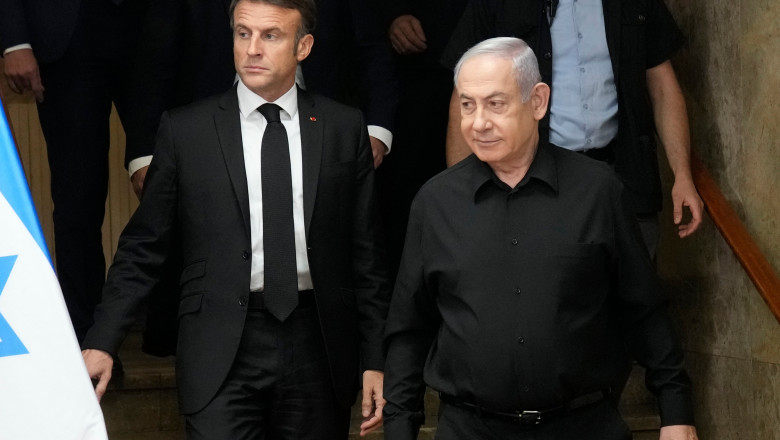 Macron Meets With Netanyahu - Jerusalem, Israel - 24 Oct 2023