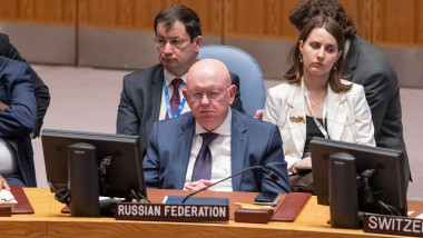 Russian Ambassador and Permanent Representative to the UN Vassily Nebenzia attends the Security Council meeting