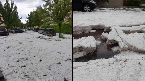 Strat de 30 de centimetri de grindină pe străzi din Franța. Într-o localitate din Olanda, din toalete a răbufnit gheață (VIDEO)