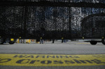 A black screen built to dissuade tourists from taking photos of Mount Fuji in Japan