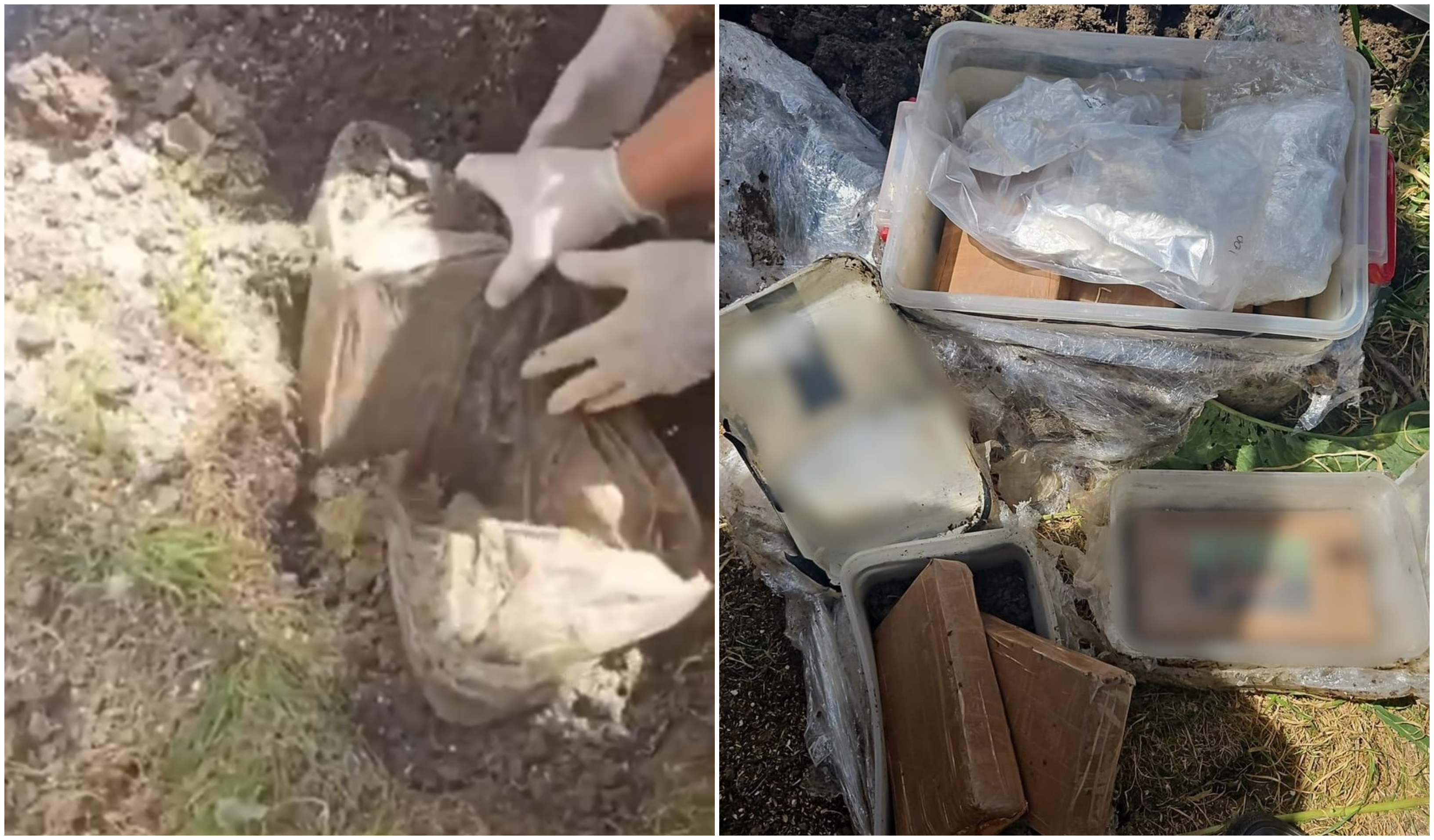 "Comoara" din curtea casei. Polițiștii au descoperit 14 kilograme de cocaină, în valoare de 1 milion de euro, ascunse în pământ