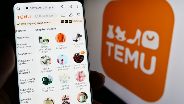 cumparaturi online de pe telefon si logo temu