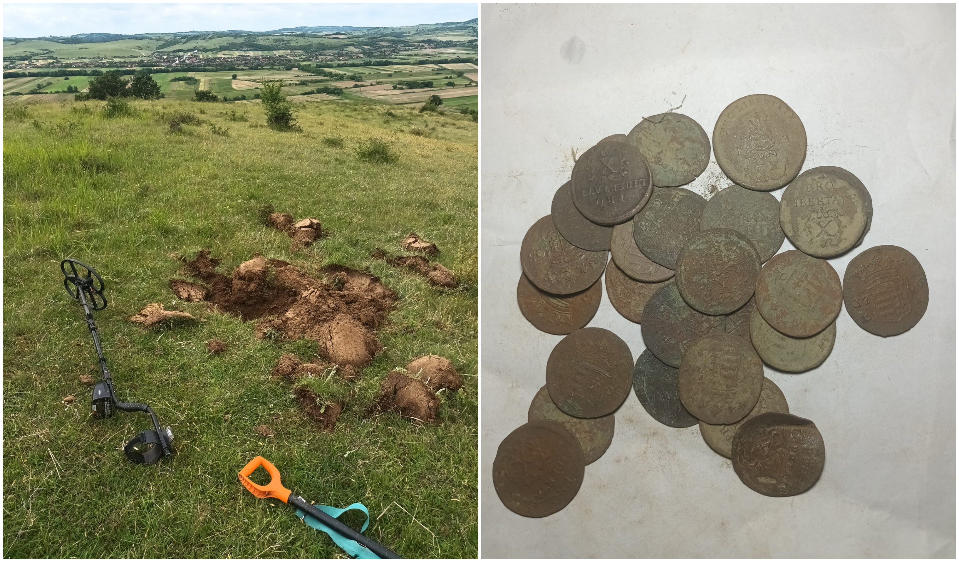 Comoară istorică descoperită pe un deal din Bihor: 30 de monede din bronz, vechi de peste 300 de ani