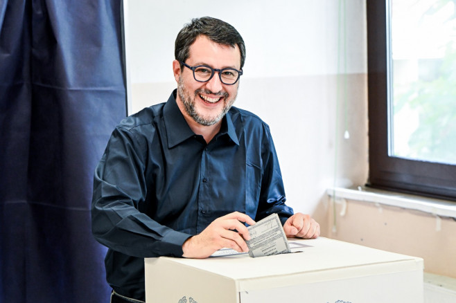 Matteo Salvini votes in her polling station for the European elections. Rome, Italy 08 Jun 2024