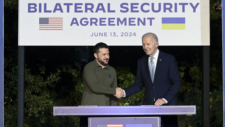 Conference of US President Biden and Ukrainian President Zelenskyy in Italy