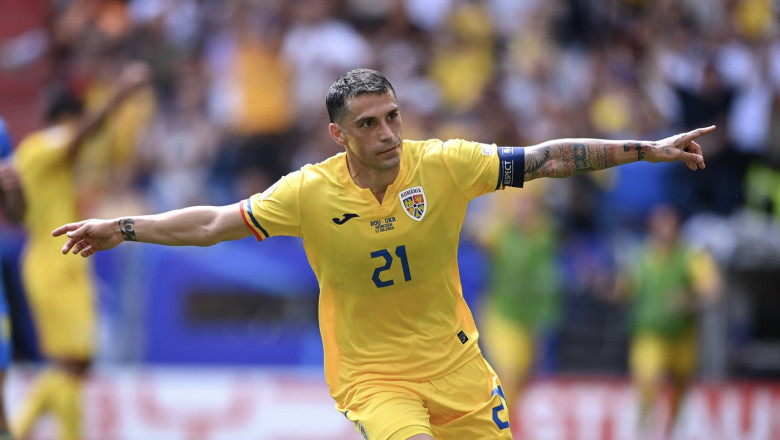 Fussball Euro 2024 Gruppe E 17.06.2024 Rumaenien - Ukraine JUBEL Rumaenien; Torschuetze zum 1-0 Nicolae Stanciu *** Foot