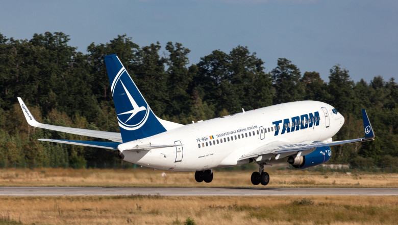 Tarom Airlines Boeing 737-700 starting from the Frankfurt International Airport