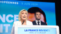 Marine Le Pen și Jordan Bardella sustin discursuri dupa alegerile europarlamentare