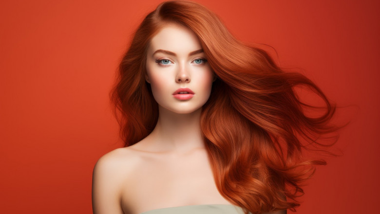 Young woman with healthy red hairs. Generate Ai