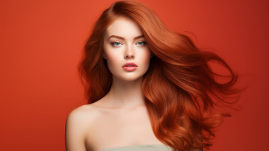 Young woman with healthy red hairs. Generate Ai
