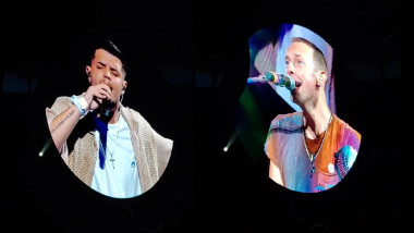 babasha și chris martin la concertul coldplay din București