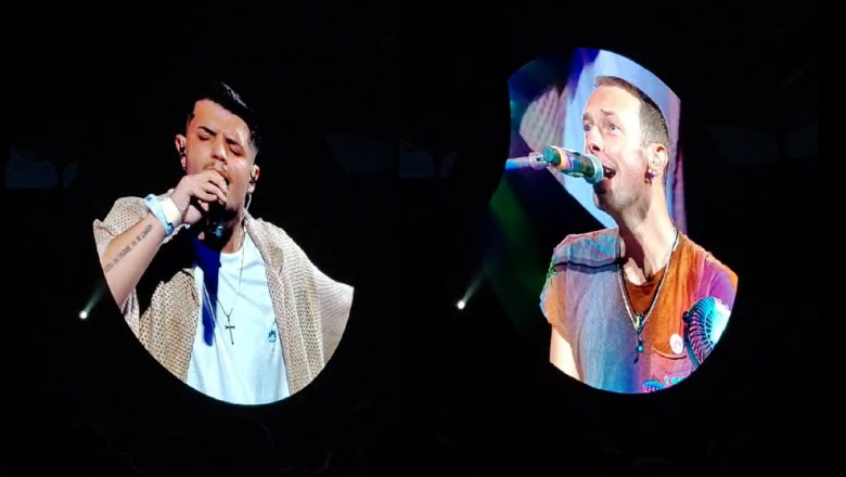 babasha și chris martin la concertul coldplay din București