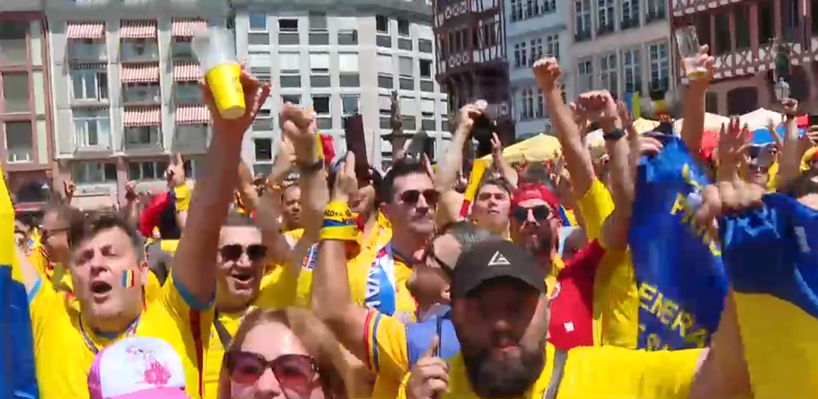 EURO 2024. Imagini senzaționale cu miile de fani români care au ieșit pe străzile din Frankfurt să încurajeze echipa națională