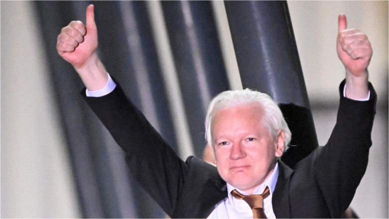 Julian Assange după ce a fost eliberat de la închisoare