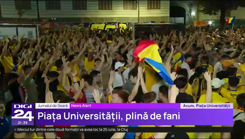 Mii de suporteri au ieșit să sărbătorească în Piața Universității calificarea echipei naționale în optimi. Traficul a fost blocat