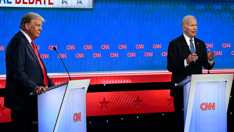 Donald Trump și Joe Biden, înn timpul primei dezbateri televizate dinaintea alegerilor din SUA.