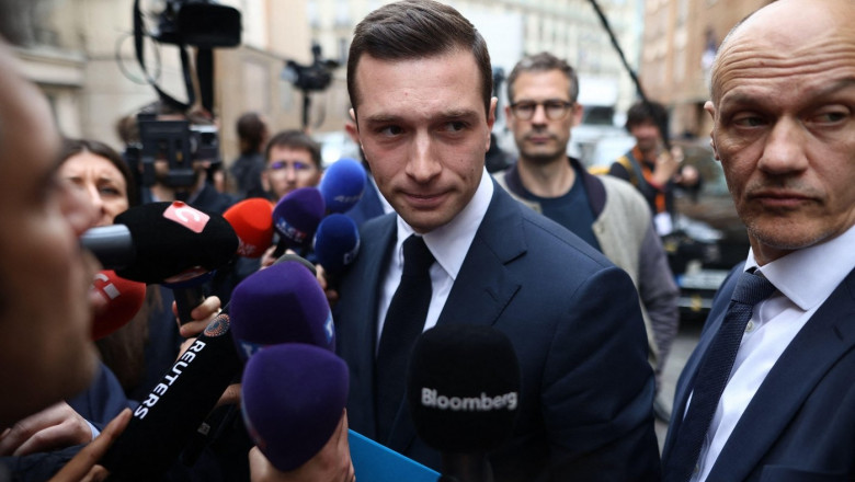 Paris, France. 20th June, 2024. French far-right Rassemblement National (RN) party President and lead MEP Jordan Bardella arriving to the hearings with party and coalition leaders ahead of legislative elections, in Paris, France on June 20, 2024. Photo by