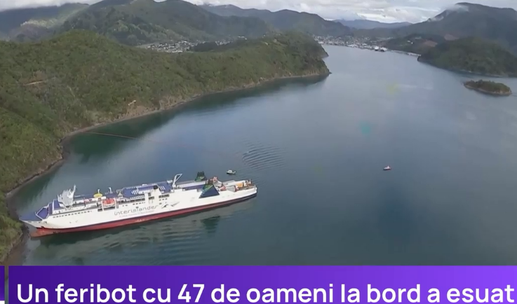 Anchetă în Noua Zeelandă după ce un feribot a eșuat, iar pasagerii au rămas blocați o noapte întreagă pe navă