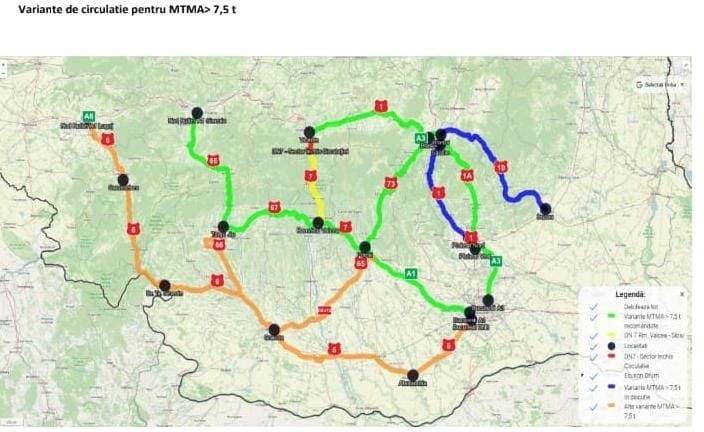 Începând de luni, șoferii vor trebui să ocolească Valea Oltului în timpul zilei. Rutele alternative anunțate de CNAIR
