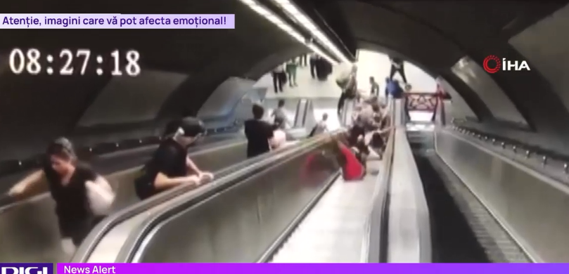 11 răniți după ce o scară rulantă și-a schimbat brusc direcția. Momentele de panică din Izmir au fost surprinse de camerele video