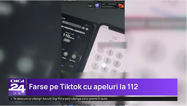 Trend periculos pe Tik Tok: farse la 112. Tinerii primesc bani de la alți utilizatori pentru a face provocarea
