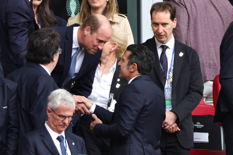 England v Switzerland Euro 2024 06/07/2024. Quarter Final Prince William talks to Luis figo during the Euro 2024 quarter