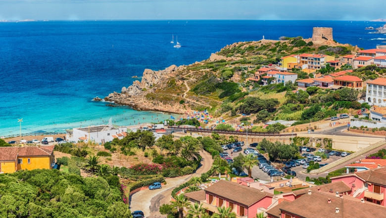 Scenic,Aerial,View,Over,The,Town,Of,Santa,Teresa,Gallura,