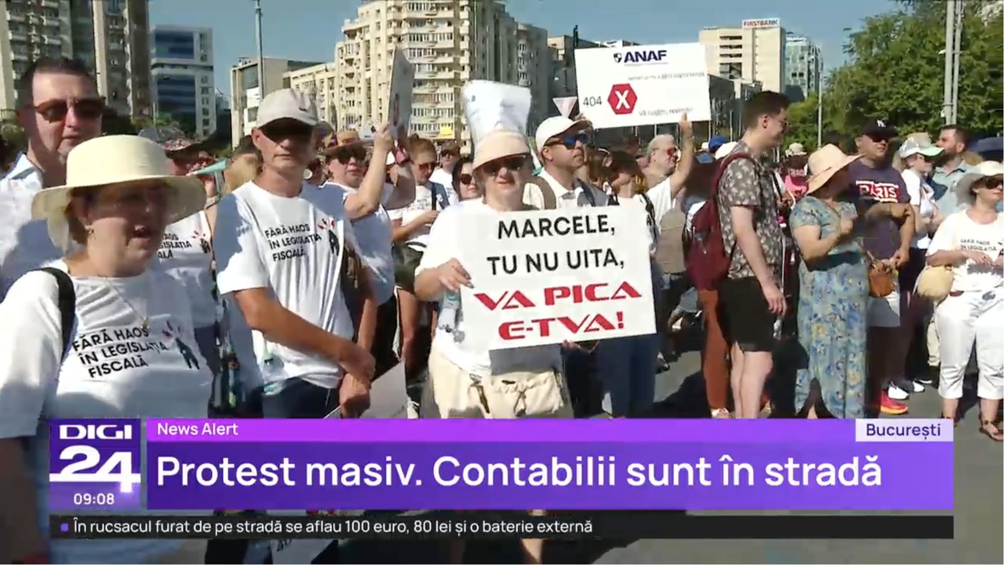 Protestul contabililor față de legislația fiscală. Antreprenorii și economiștii au ieșit în Piața Victoriei. „Cerem eliminarea e-TVA”
