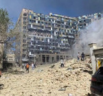 Russia hits Ukraine with a devastating barrage of attacks - the picture shows Kyiv