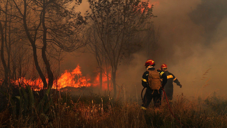 VIDEO  Incendii puternice de vegetație în apropierea Atenei. Case făcute scrum, peste 50 de localnici evacuați