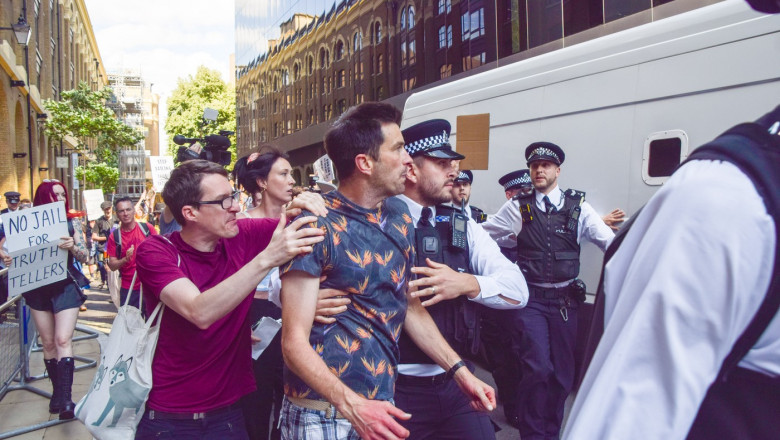 Protesters gather as climate activists given jail sentences at Southwark Crown Court