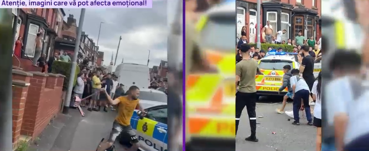 Violențe între români și polițiști în orașul Leeds, din Anglia. „Să vină mascații de la București, că și pe ăia îi dărâmăm”