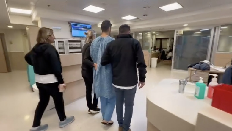 Idan Amedi, în timpul recuperirării în spital. Foto: captură video