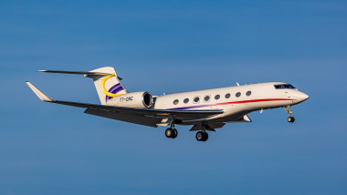 Gulfstream G650ER Ein Gulfstream G650ER eines privaten Besitzers befindet sich im Landeanflug auf den Flughafen Zürich.