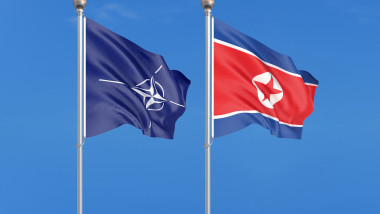 steagul nato si steagul coreei de nord