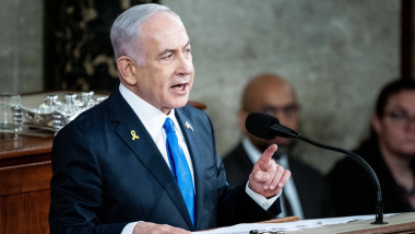 Israeli Prime Minister Benjamin Netanyahu speaking to a Joint session of Congress in the House Chamber at the U.S. Capitol