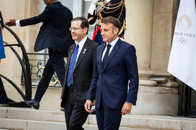 Emmanuel Macron welcomes Javier Milei at Palais Elysée, in Paris - 26 Jul 2024