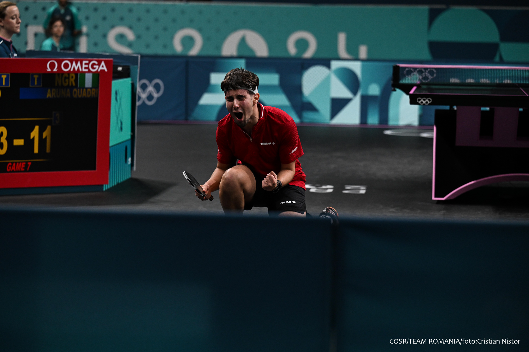 JO 2024. Eduard Ionescu, după victoria senzațională la tenis de masă: M-am gândit la mama, că a bătut drumul până aici