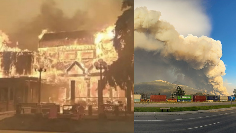 imagini cu incendiul care a devastat orașul Jasper din Canada