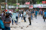 Quota protesters clash with Bangladesh Chhatra League (BCL) activists in Dhaka, Bangladesh. 16th July, 2024. Police report at least six people were killed and dozens injured on 16 July as clashes took place during nationwide protests demanding the aboliti