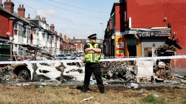 Hundreds of rioters descended on a suburb of Leeds