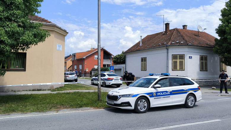 Poliția intervine la locul atacului, la Daruvar. Foto: Profimedia Images