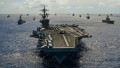 grup de nave militare americane patrulând Oceanul Pacific
