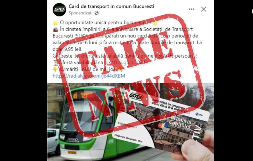 „Card Activ pentru toate tipurile de transport la doar 9,95 lei!” STB avertizează asupra unui mesaj fals promovat pe Facebook