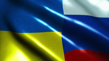 Waving flag of russia and ukraine