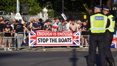 Protesters clash with police in Westminster following the knife attacks in Southport, London, England, Uk - 31 Jul 2024