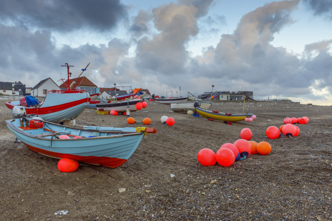 Colorful Fishing Boats on the Beach