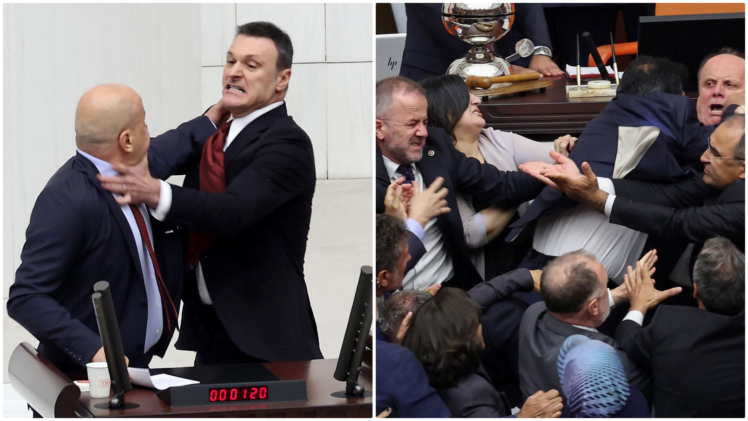 Parlamentarii turci s-au luat la bătaie. Cel puțin doi deputați au fost răniți în încăierarea care a ținut o jumătate de oră