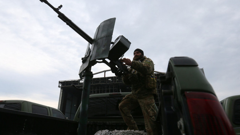 Handover Ceremony Of Off-road Vehicles With Machine Guns For Mobile Anti-aircraft Groups In Ukraine, Amid Russia's Invasion Of Ukraine, Kyiv Region - 01 Apr 2023